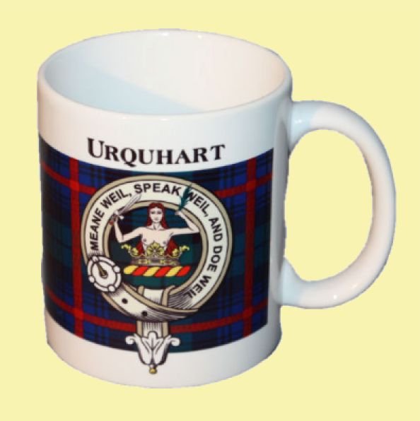Image 0 of Urquhart Tartan Clan Crest Ceramic Mugs Urquhart Clan Badge Mugs Set of 4