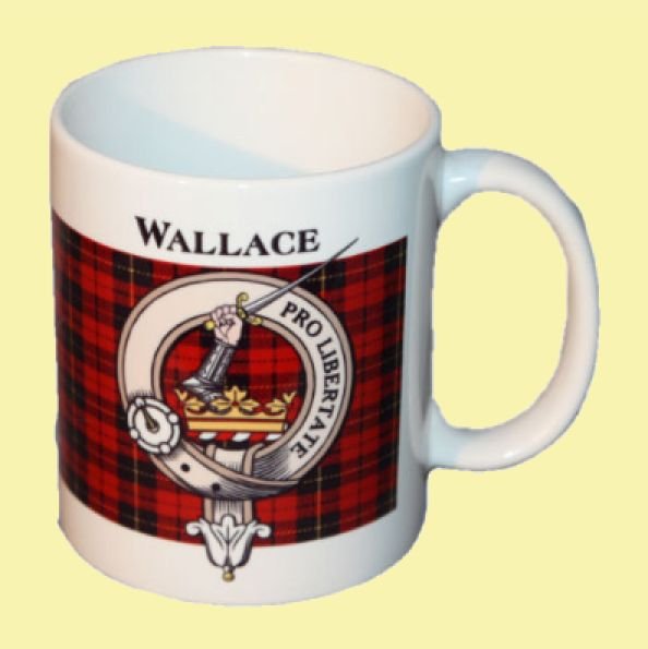 Image 0 of Wallace Tartan Clan Crest Ceramic Mugs Wallace Clan Badge Mugs Set of 4