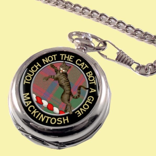Image 0 of Mackintosh Clan Crest Round Shaped Chrome Plated Pocket Watch