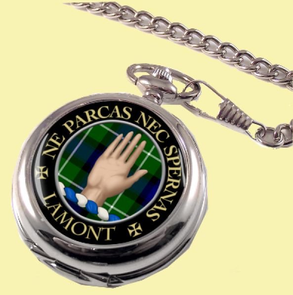 Image 0 of Lamont Clan Crest Round Shaped Chrome Plated Pocket Watch