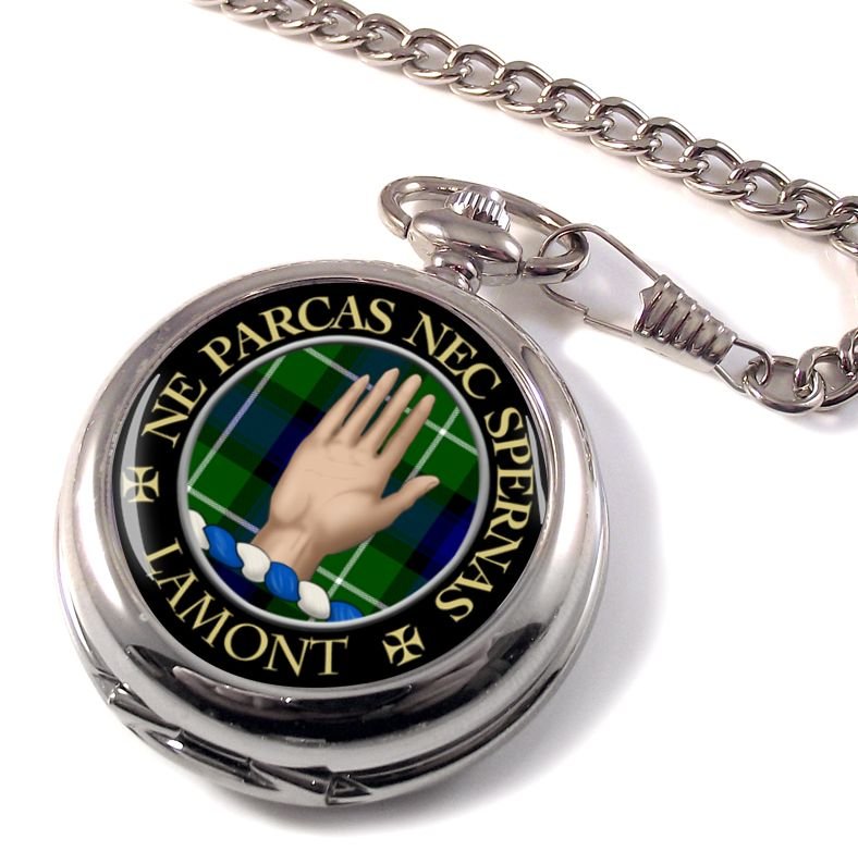 Image 1 of Lamont Clan Crest Round Shaped Chrome Plated Pocket Watch