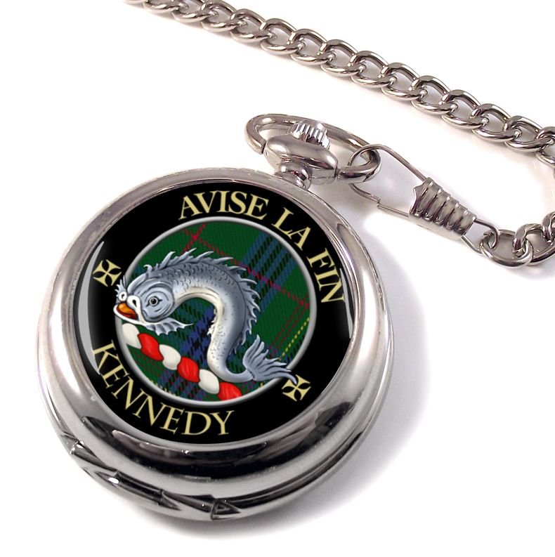 Image 1 of Kennedy Clan Crest Round Shaped Chrome Plated Pocket Watch