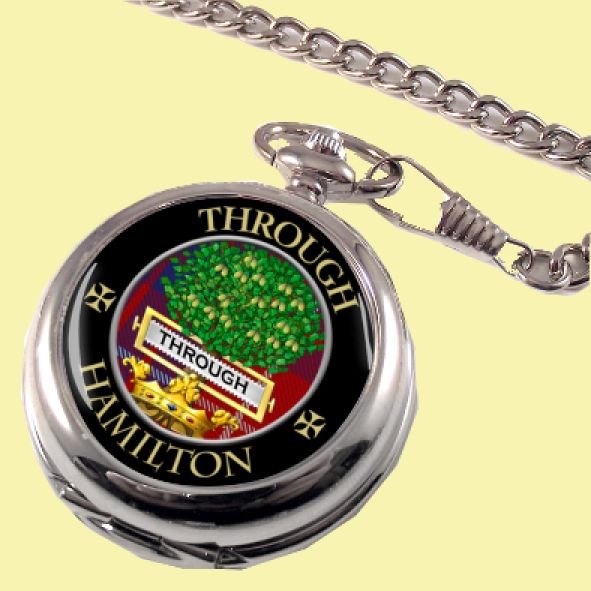 Image 0 of Hamilton Clan Crest Round Shaped Chrome Plated Pocket Watch