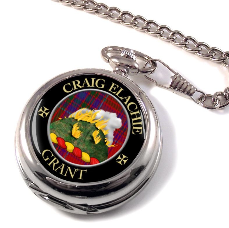 Image 1 of Grant Clan Crest Round Shaped Chrome Plated Pocket Watch