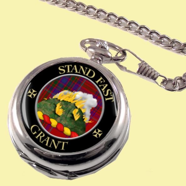Image 2 of Grant Clan Crest Round Shaped Chrome Plated Pocket Watch