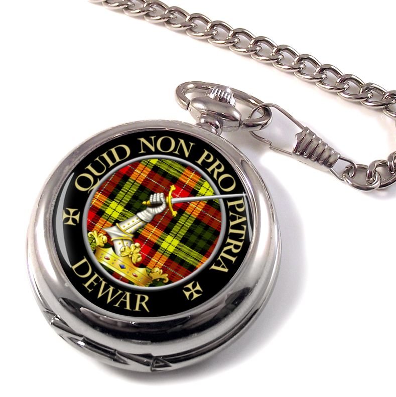 Image 1 of Dewar Clan Crest Round Shaped Chrome Plated Pocket Watch