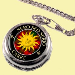 Carre Clan Crest Round Shaped Chrome Plated Pocket Watch