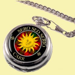 Carr Clan Crest Round Shaped Chrome Plated Pocket Watch