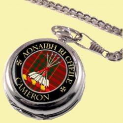 Cameron Clan Crest Round Shaped Chrome Plated Pocket Watch