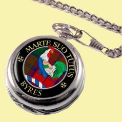 Byres Clan Crest Round Shaped Chrome Plated Pocket Watch