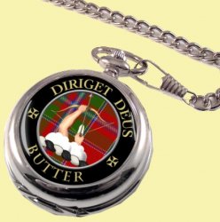 Butter Clan Crest Round Shaped Chrome Plated Pocket Watch