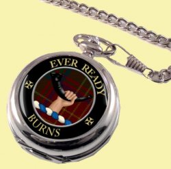 Burns Clan Crest Round Shaped Chrome Plated Pocket Watch