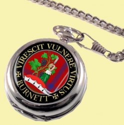 Burnett Clan Crest Round Shaped Chrome Plated Pocket Watch