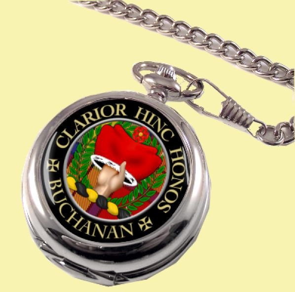Image 0 of Buchanan Clan Crest Round Shaped Chrome Plated Pocket Watch