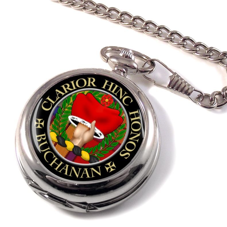 Image 1 of Buchanan Clan Crest Round Shaped Chrome Plated Pocket Watch