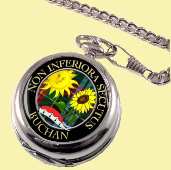 Image 0 of Buchan Clan Crest Round Shaped Chrome Plated Pocket Watch