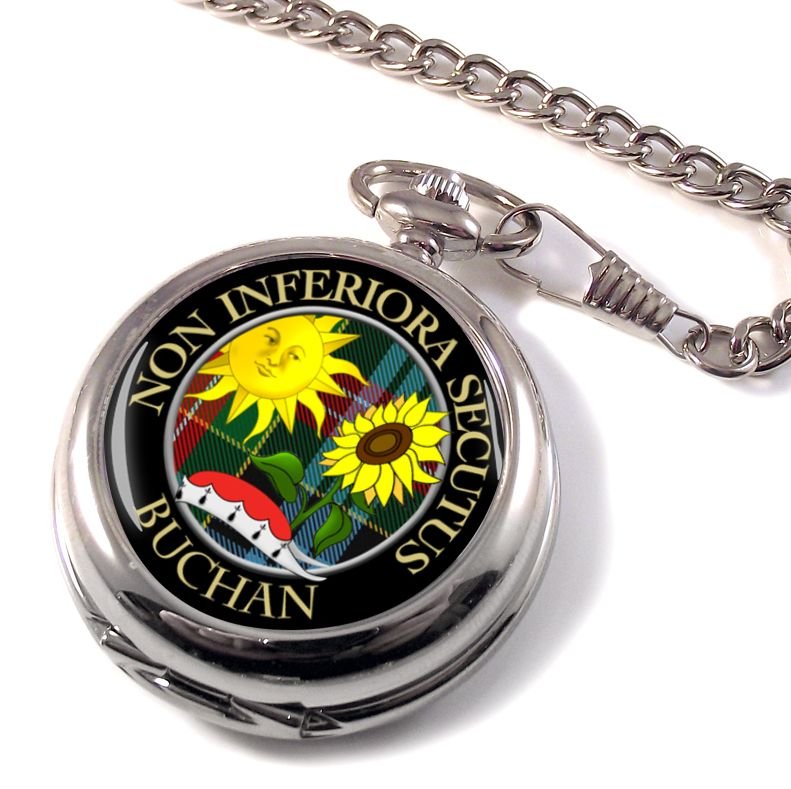 Image 1 of Buchan Clan Crest Round Shaped Chrome Plated Pocket Watch