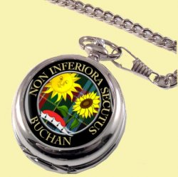 Buchan Clan Crest Round Shaped Chrome Plated Pocket Watch