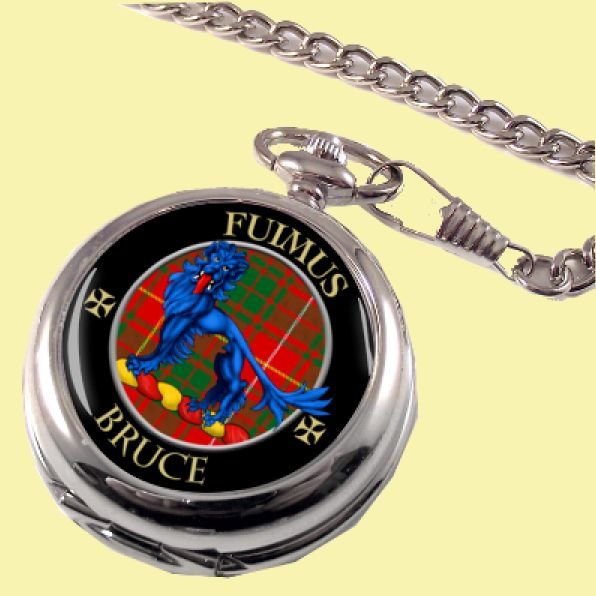 Image 0 of Bruce Clan Crest Round Shaped Chrome Plated Pocket Watch