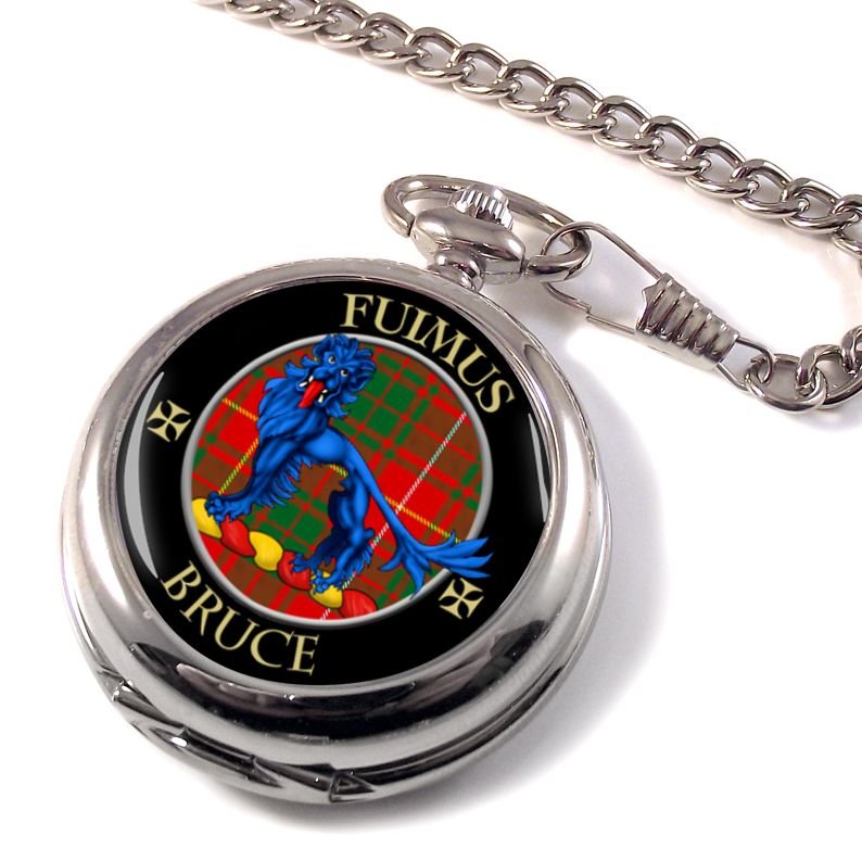 Image 1 of Bruce Clan Crest Round Shaped Chrome Plated Pocket Watch