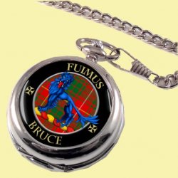 Bruce Clan Crest Round Shaped Chrome Plated Pocket Watch