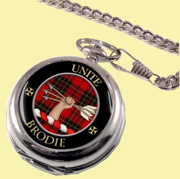 Image 0 of Brodie Clan Crest Round Shaped Chrome Plated Pocket Watch
