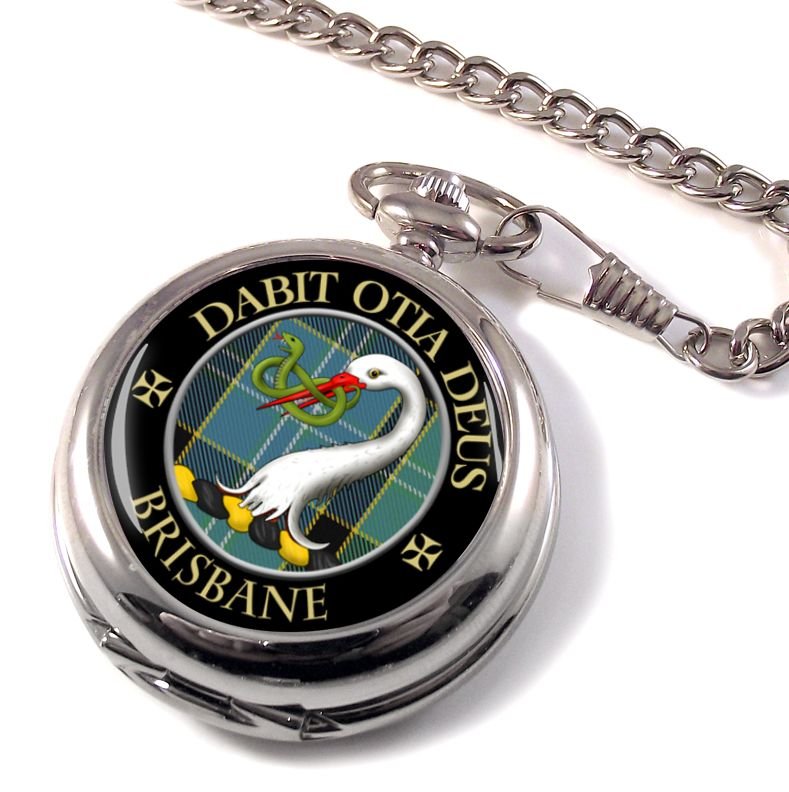 Image 1 of Brisbane Clan Crest Round Shaped Chrome Plated Pocket Watch