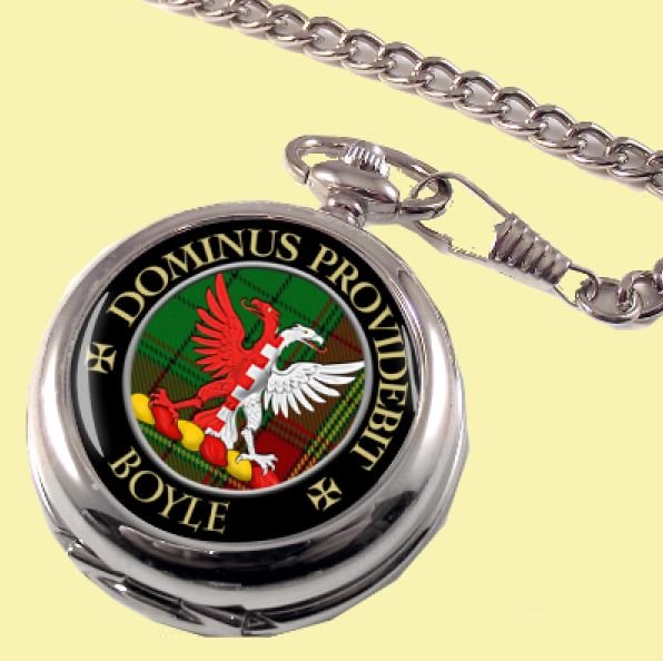 Image 0 of Boyle Clan Crest Round Shaped Chrome Plated Pocket Watch