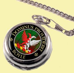 Boyle Clan Crest Round Shaped Chrome Plated Pocket Watch