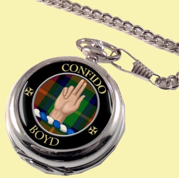 Image 0 of Boyd Clan Crest Round Shaped Chrome Plated Pocket Watch