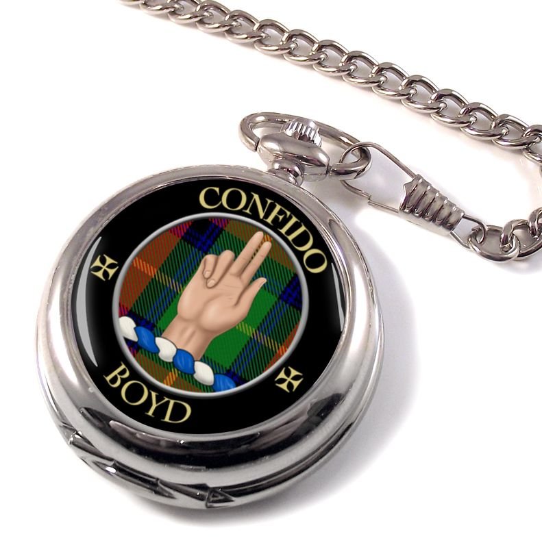 Image 1 of Boyd Clan Crest Round Shaped Chrome Plated Pocket Watch