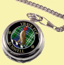 Boswell Clan Crest Round Shaped Chrome Plated Pocket Watch