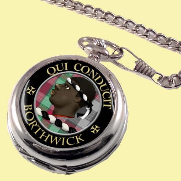 Image 0 of Borthwick Clan Crest Round Shaped Chrome Plated Pocket Watch