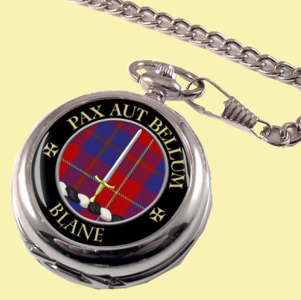 Image 0 of Blane Clan Crest Round Shaped Chrome Plated Pocket Watch