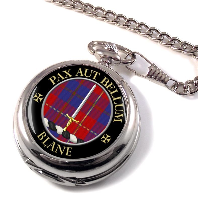 Image 1 of Blane Clan Crest Round Shaped Chrome Plated Pocket Watch