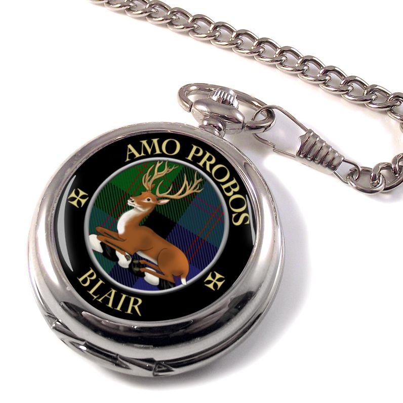 Image 1 of Blair Clan Crest Round Shaped Chrome Plated Pocket Watch