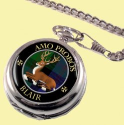 Blair Clan Crest Round Shaped Chrome Plated Pocket Watch