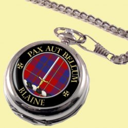 Blaine Clan Crest Round Shaped Chrome Plated Pocket Watch