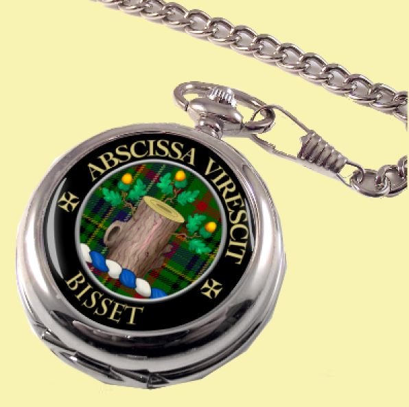 Image 0 of Bisset Clan Crest Round Shaped Chrome Plated Pocket Watch