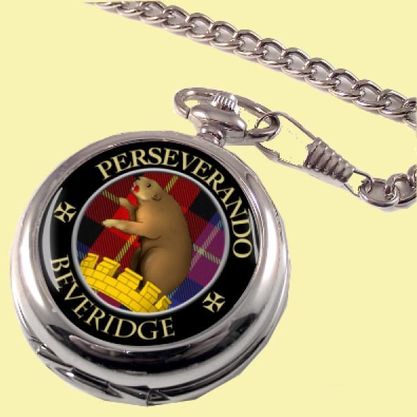 Image 0 of Beveridge Clan Crest Round Shaped Chrome Plated Pocket Watch
