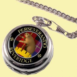Beveridge Clan Crest Round Shaped Chrome Plated Pocket Watch