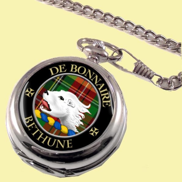 Image 0 of Bethune Clan Crest Round Shaped Chrome Plated Pocket Watch