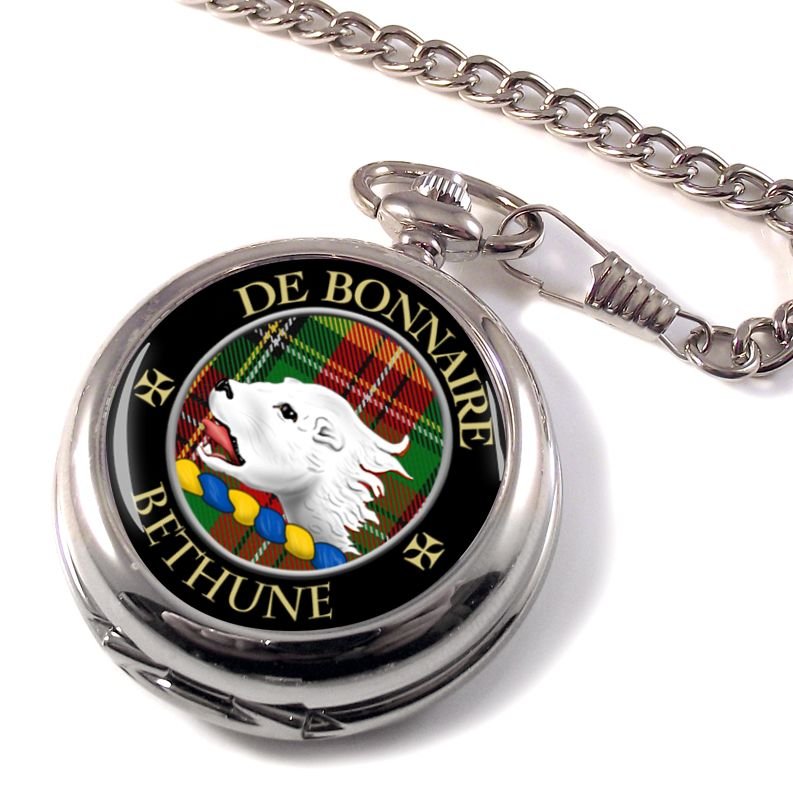 Image 1 of Bethune Clan Crest Round Shaped Chrome Plated Pocket Watch