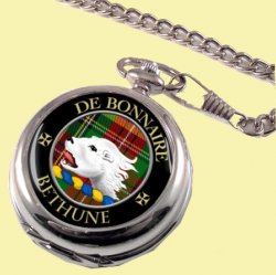 Bethune Clan Crest Round Shaped Chrome Plated Pocket Watch