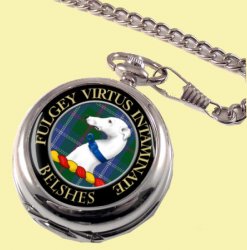 Belshes Clan Crest Round Shaped Chrome Plated Pocket Watch