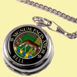 Bell Clan Crest Round Shaped Chrome Plated Pocket Watch
