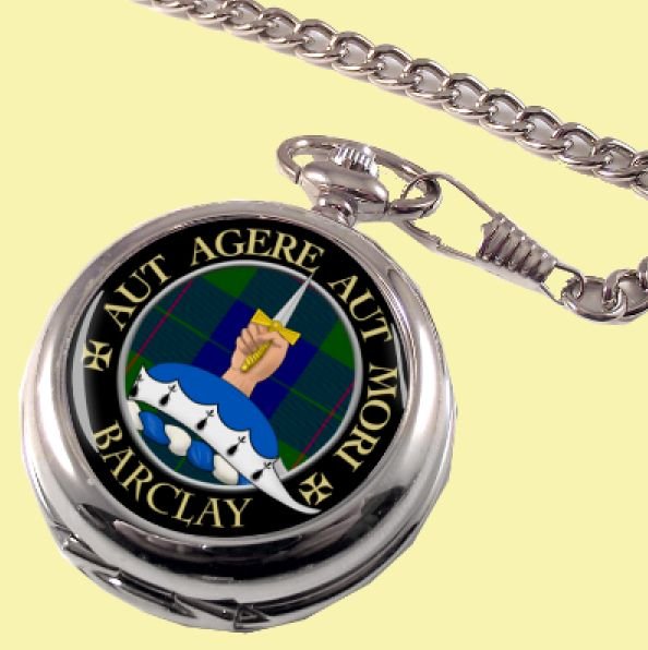 Image 0 of Barclay Clan Crest Round Shaped Chrome Plated Pocket Watch