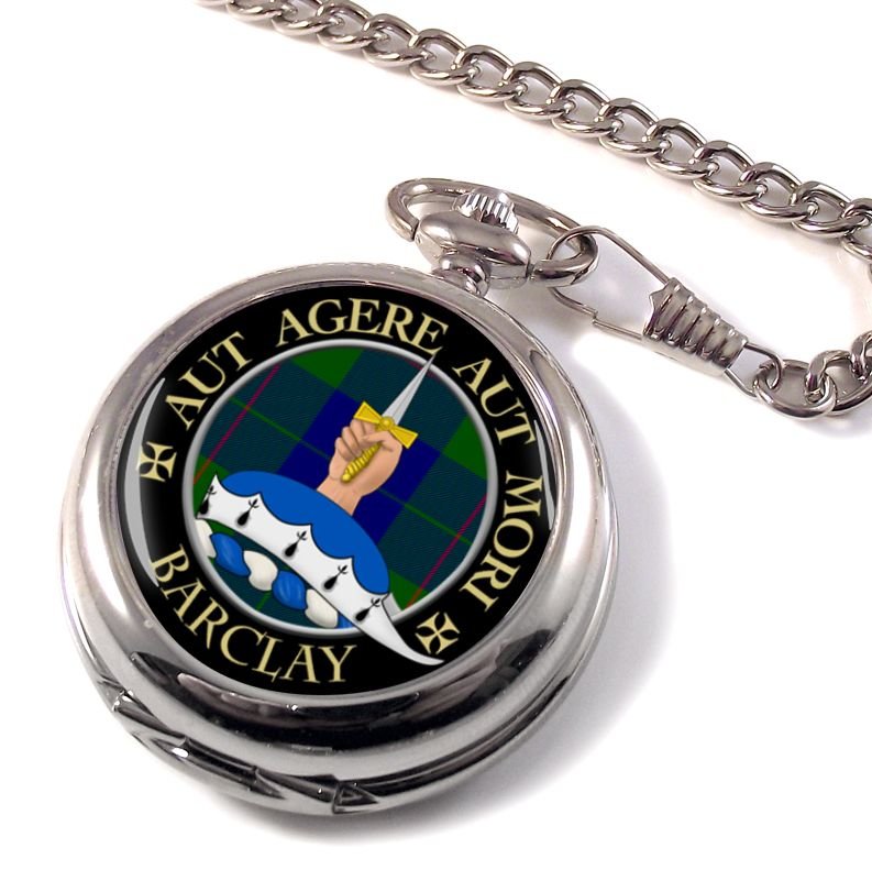 Image 1 of Barclay Clan Crest Round Shaped Chrome Plated Pocket Watch