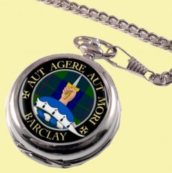 Barclay Clan Crest Round Shaped Chrome Plated Pocket Watch