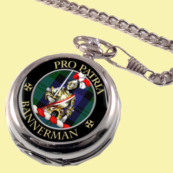 Image 0 of Bannerman Clan Crest Round Shaped Chrome Plated Pocket Watch
